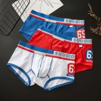Men's Flat Corner Underpants Pure Cotton Youth Low Waist Fashion Sexy U Convex Comfortable Breathable Four Corner boxers