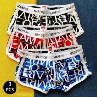 3pcs Sexy Men's Trendy Panties Men Printed Sexy Cotton Underwear Man's Boxers Men Underpants Shorts Breathable